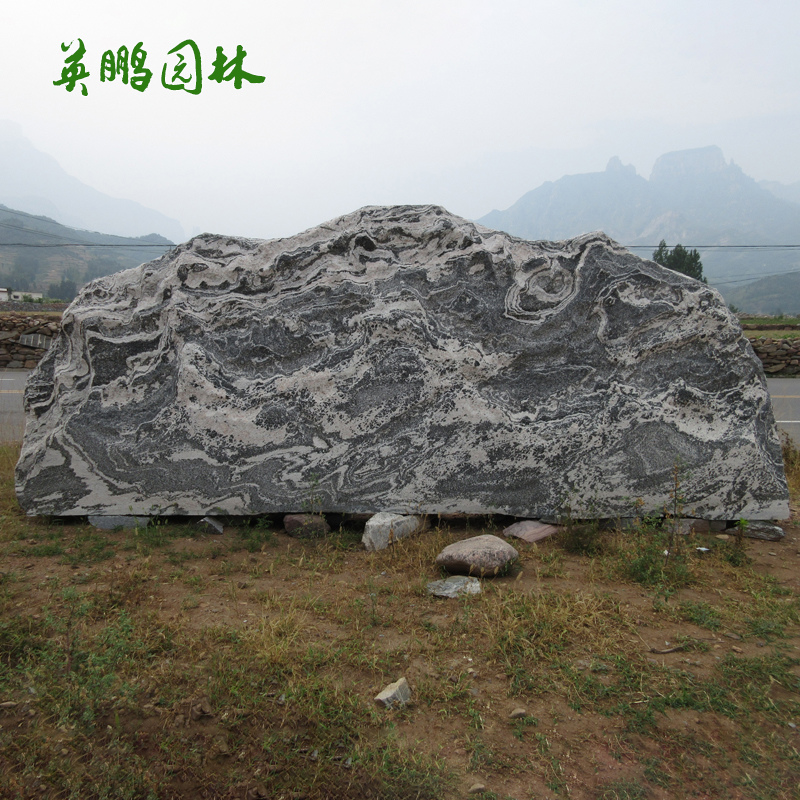 花园水系景观制作花纹图案景石 刻字泰山石 驳岸假山自然景观石材